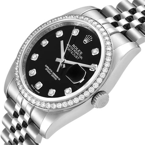 black diamond dial rolex|rolex datejust black face diamonds.